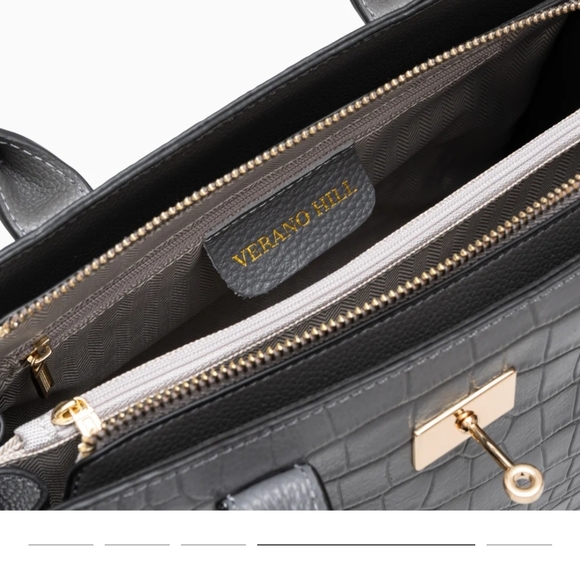 Verano Hill Charcoal Crocodile Satchel - Picture 4 of 4
